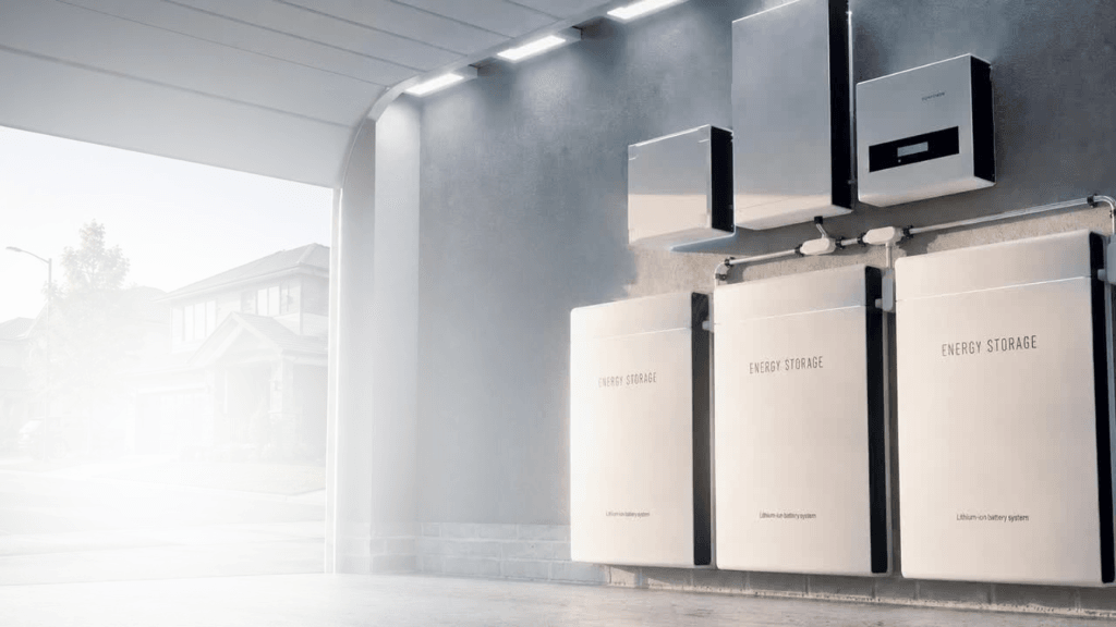 Intelligent home battery energy storage systems mounted neatly on wall