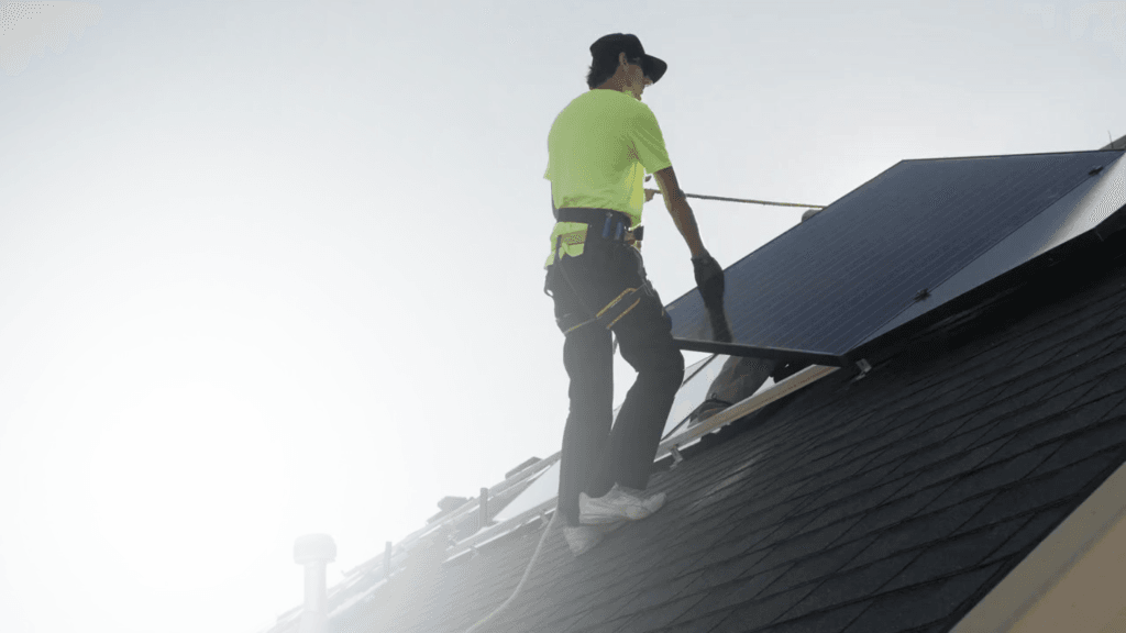 World Solar engineer installing rooftop solar panels